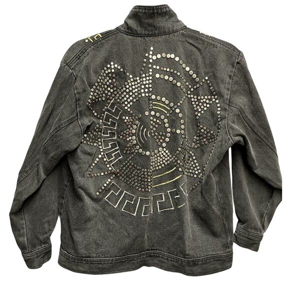 Vintage 1990’s I.B. Diffusion Beaded Gray Denim Jean Jacket Womens Size 6 - Picture 2 of 9